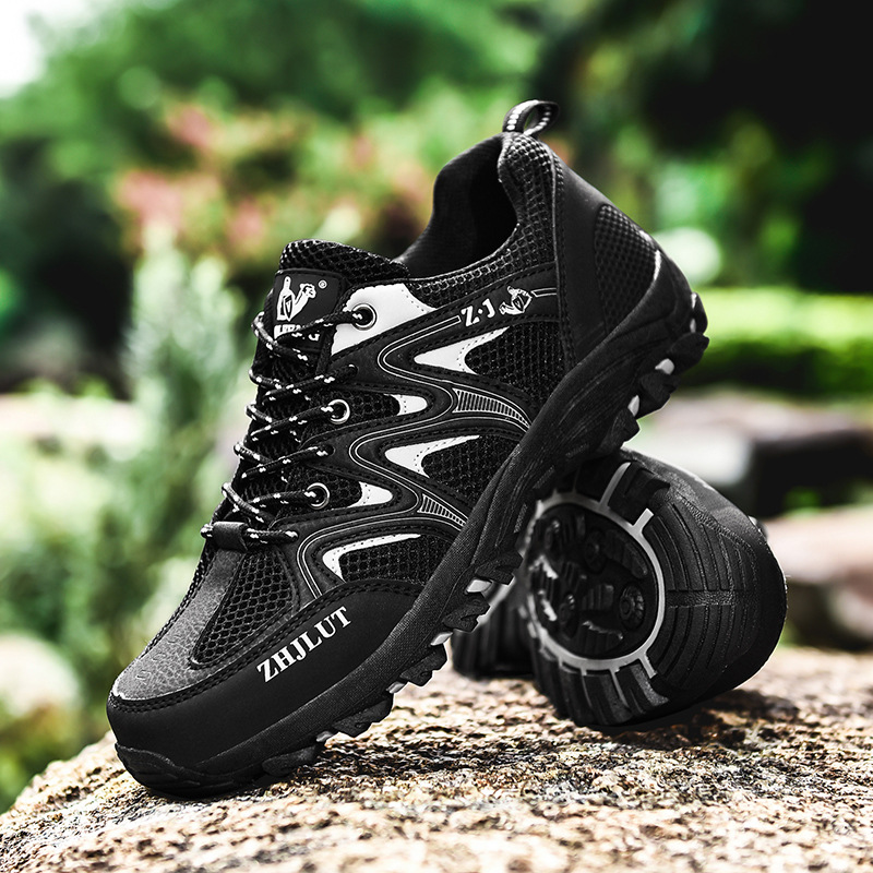 Outdoor Casual Lightweight Breathable Hiking Black Sports Shoes foto 4