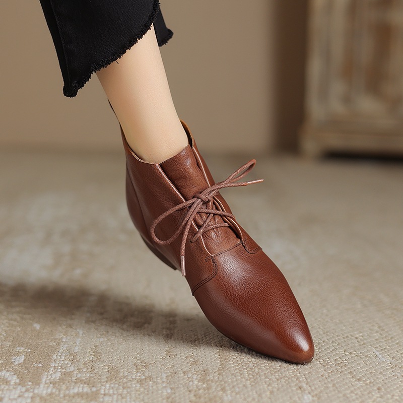 Versatile Casual Ankle Boots With A Round Toe And Flat Sole In A Vintage Style foto 3