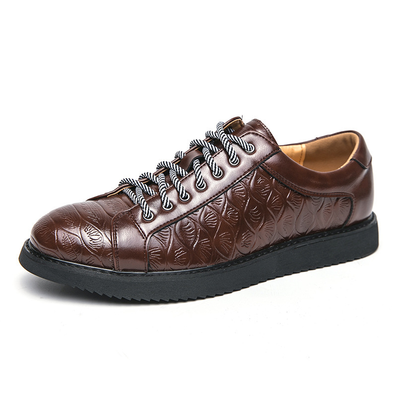 Men's Casual Leather Shoes Lace-up Flat Bottom Daily foto 5