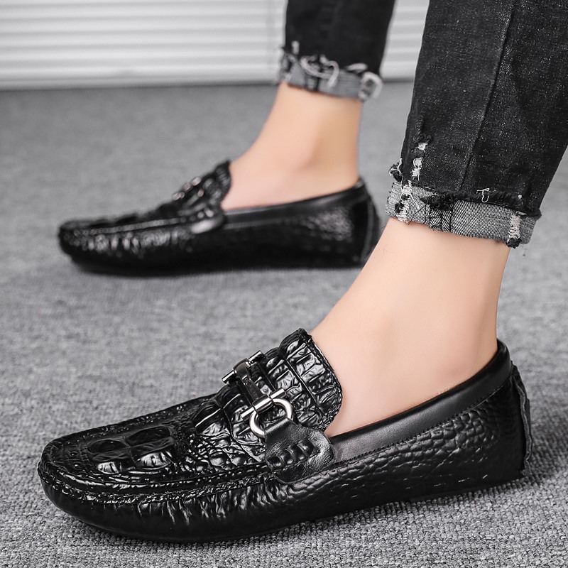 Crocodile Pattern Gommino Men's Shoes Breathable Business foto 4