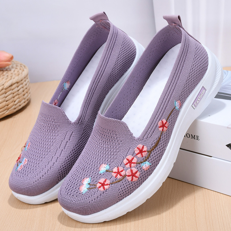 Fashionable And Comfortable Breathable Embroidered Women's Flying Woven Sports Anti-slip Pumps foto 3
