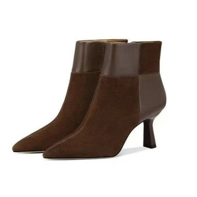 Slimming Brown Stiletto Ankle Boots foto 3