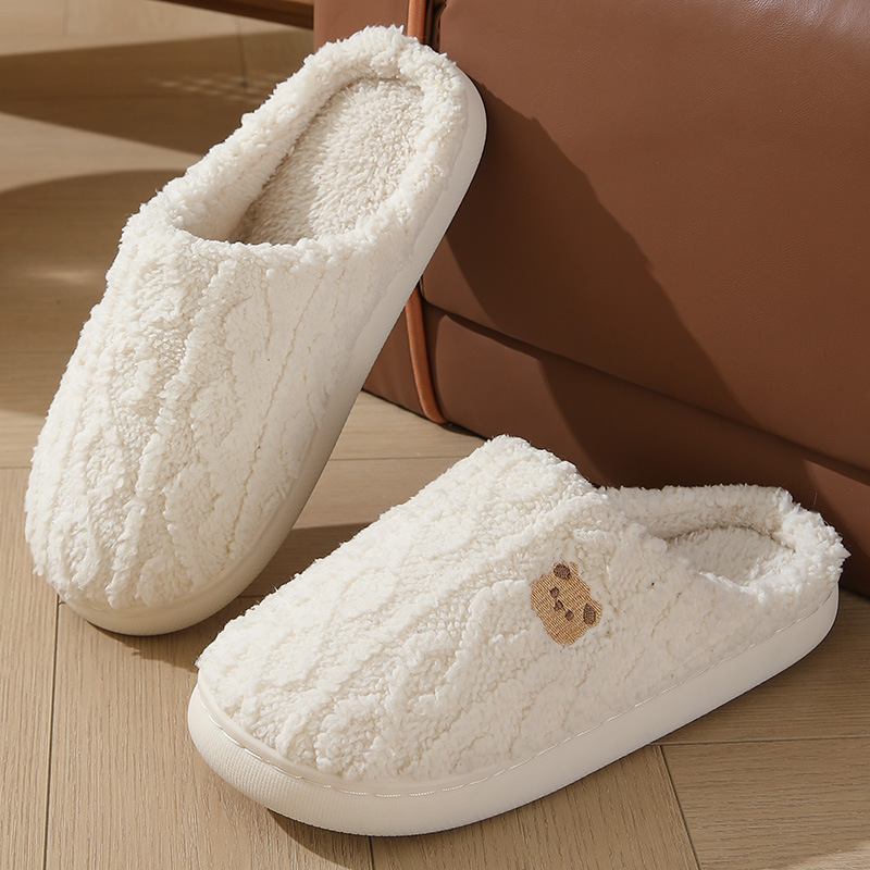 Thick-soled, Warm Plaid Plush Slippers For Indoor Winter Wear foto 4