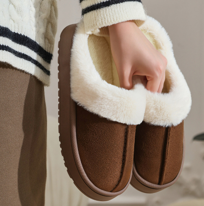 Women's Non-slip Platform Plush Cotton Slippers foto 2