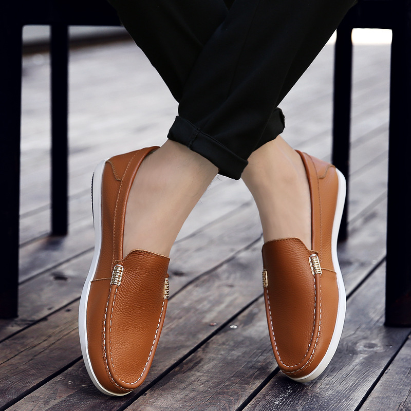 Men's Casual Leather Shoes Leather Soft Bottom Summer Breathable foto 3