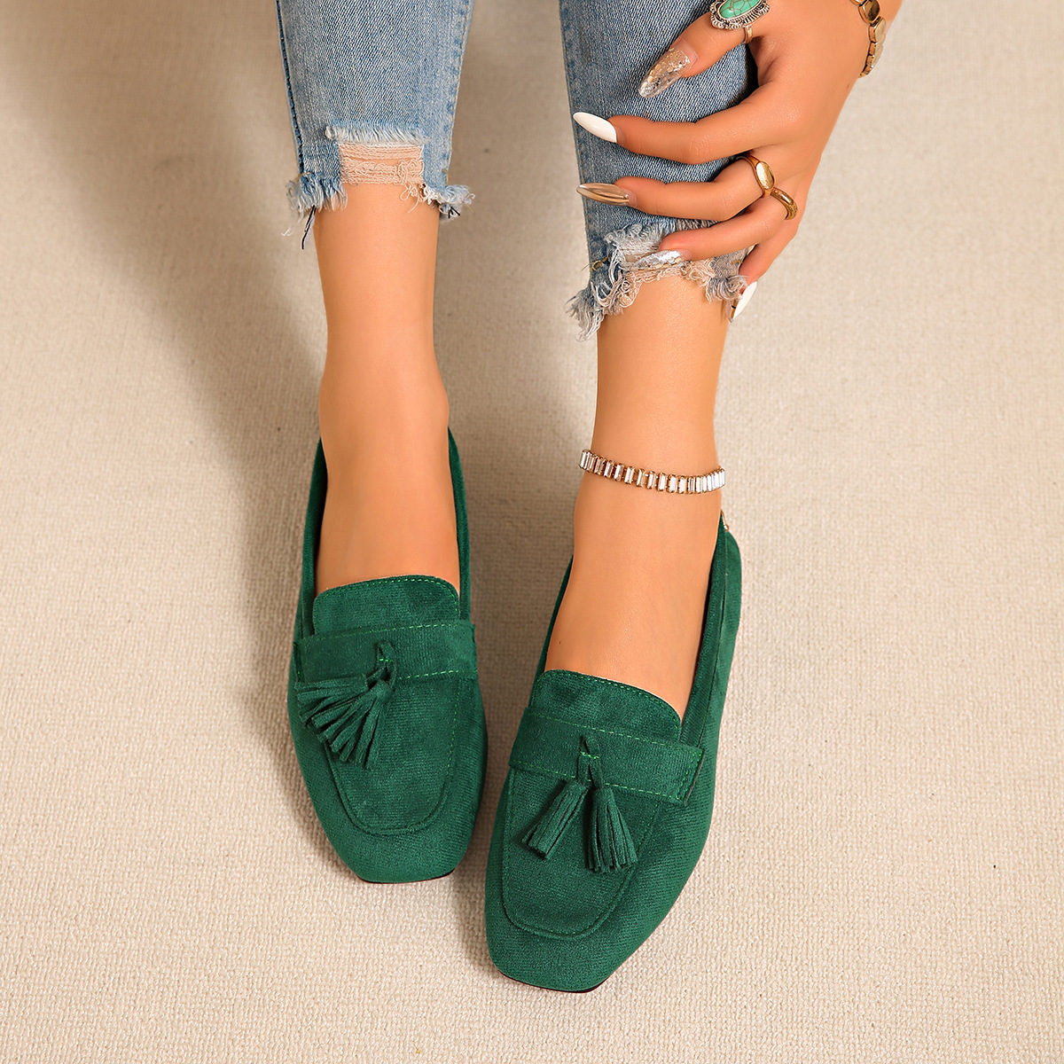 SpringAutumn Square Toe Slip On Casual Loafer Shoes foto 3