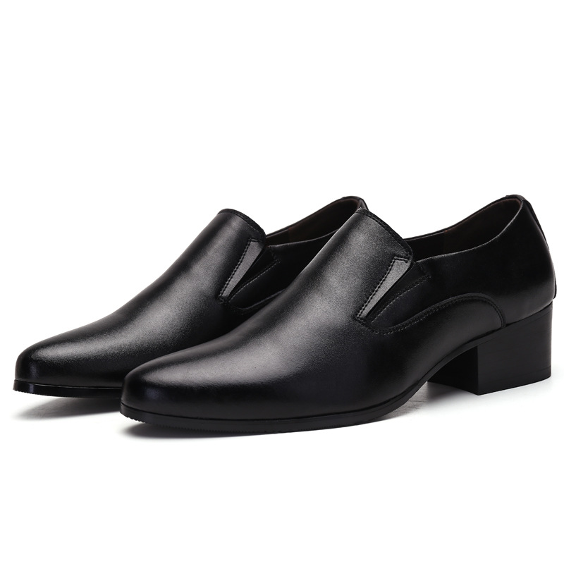 High Heel Pointed Leather Shoes Genuine Leather Men's Elevator Shoes foto 3