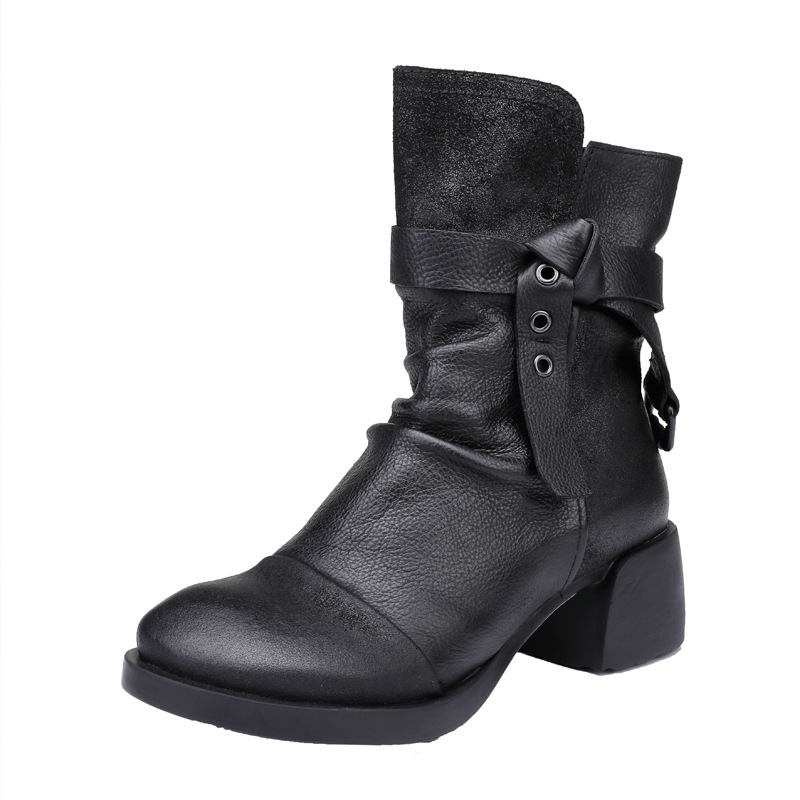 Fashion Personality Women's Retro Chunky Heel Ankle Boots foto 2