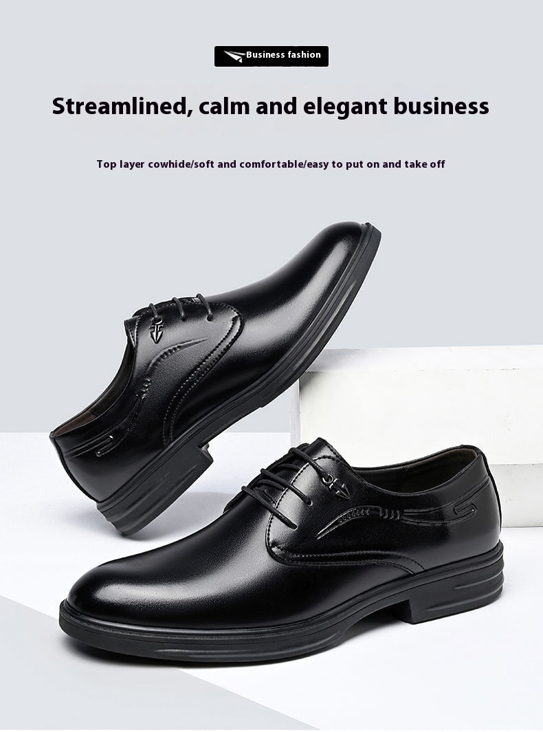 Men's Business Leather Shoes Men's Black Casual Genuine Cowhide Formal Wear Korean Fashion Shoes foto 3