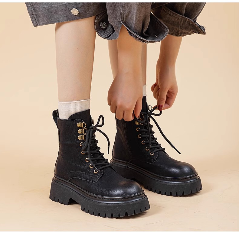 Women's Retro Height-Enhancing Mid-Calf Martin Boots