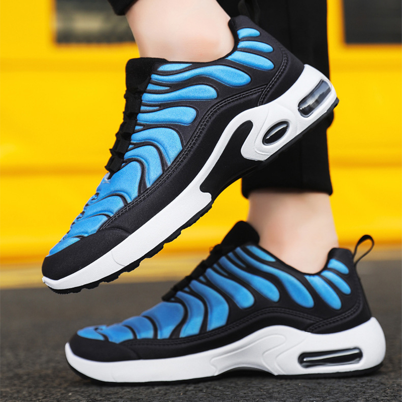 Color-blocked Sneakers Men Personalized Fashion Lace Up Air Cushion Sports Shoes Casual Outdoor Running Walking Shoes foto 3