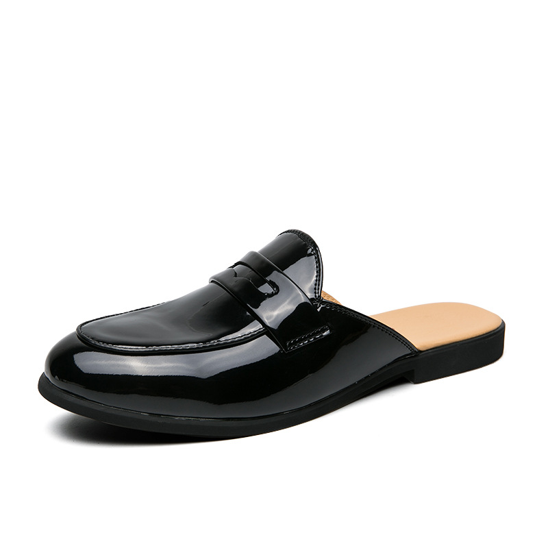 Closed Toe Half Support Leather Shoes Heel-free Men's Slippers foto 2