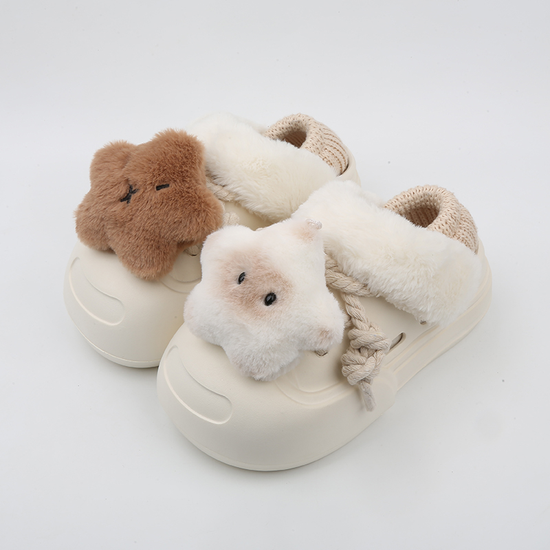 Cute Plush Detachable Fleece-lined Insulated Outdoor Slip-ons With A Thick Sole foto 4