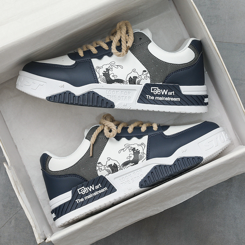 Leather Casual Sports Fashionable Platform Height Increasing Youth Trendy Men's Shoes foto 3