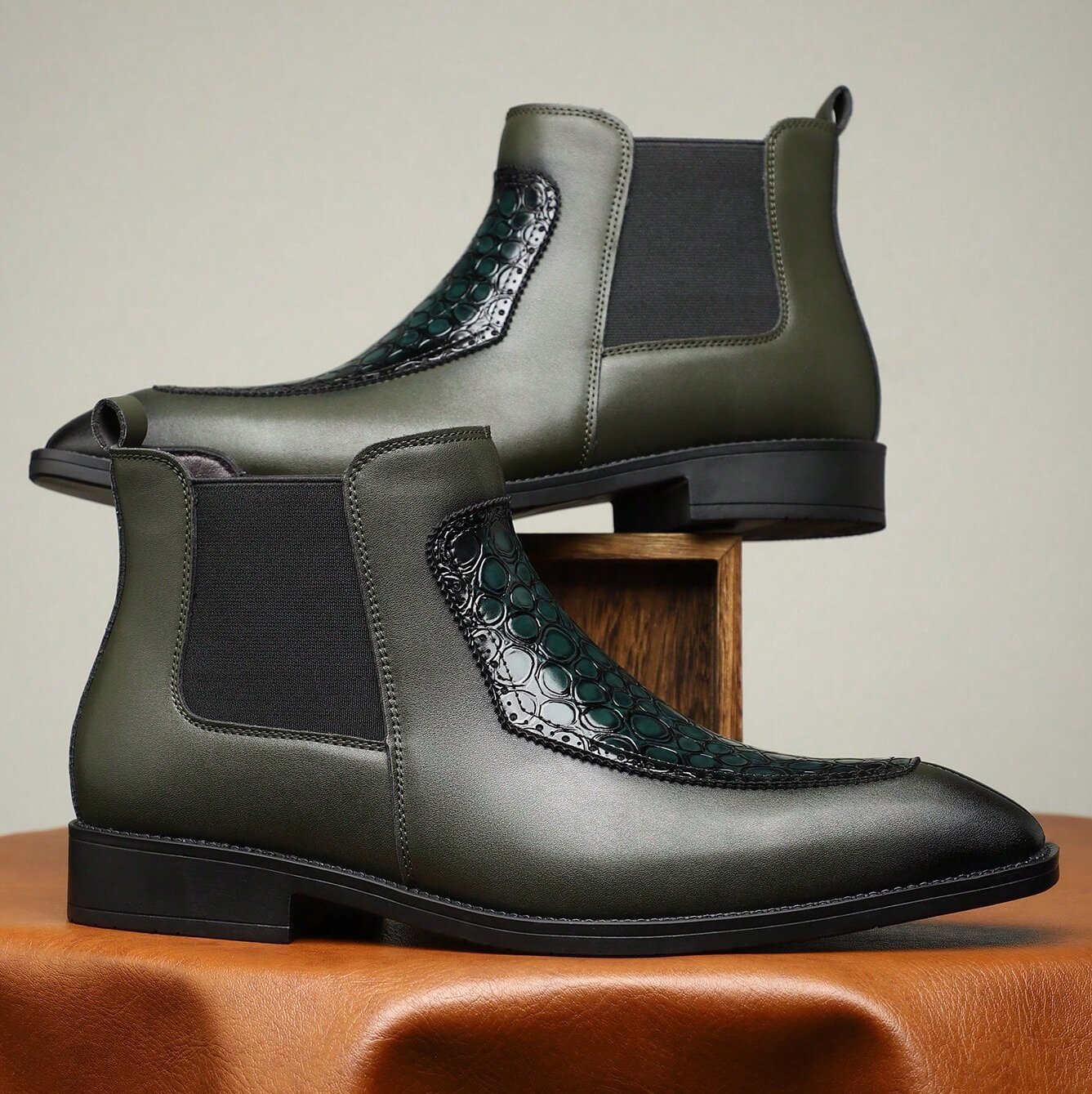 Business Casual Mid-top Retro Men's Pointed Versatile Martin Boots foto 5