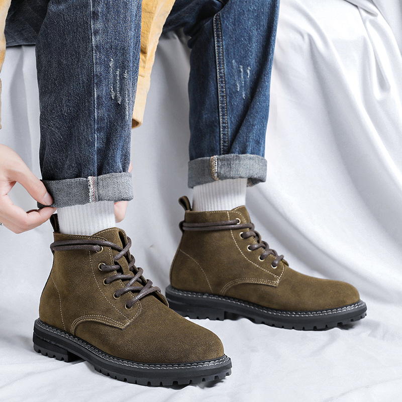 Suede Leather Autumn And Winter Mid-top Boots foto 5