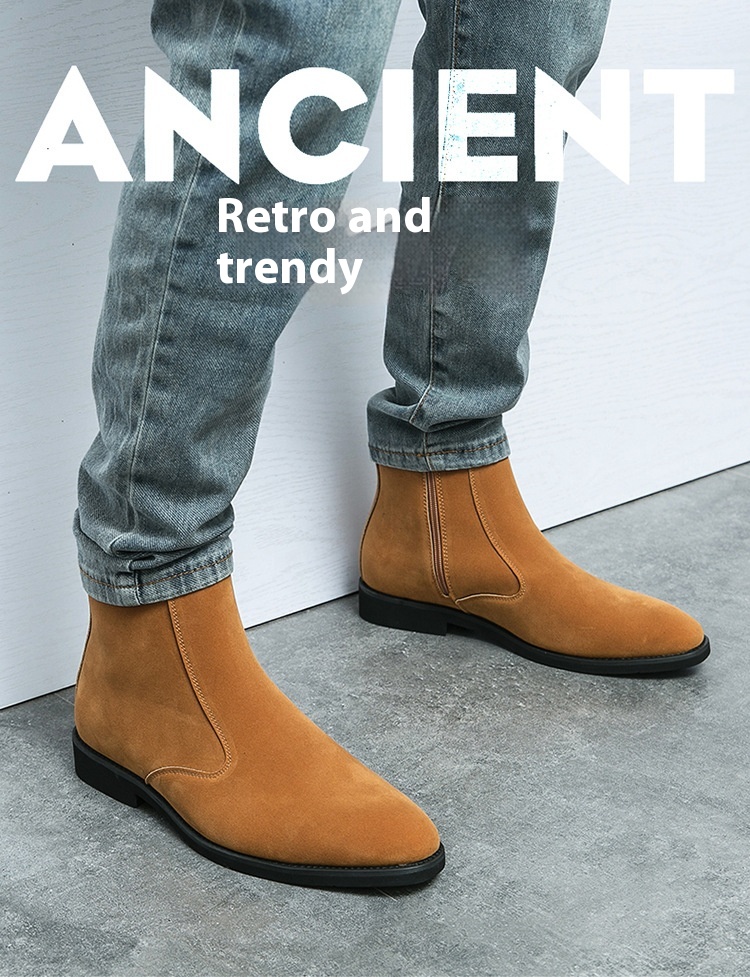 Suede Chelsea Men's British Trend Casual High Top Ankle Boots foto 3
