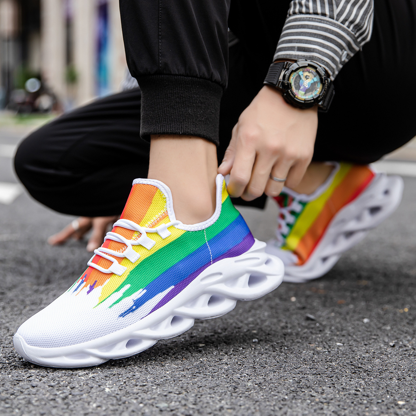 Men's Running Shoes Fly Woven Mesh Breathable Casual Sneaker foto 5