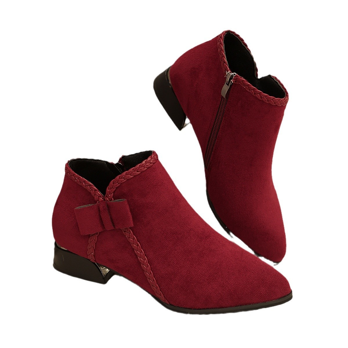 Bow-tie Pointed-toe Side-zip Womens Boots foto 3