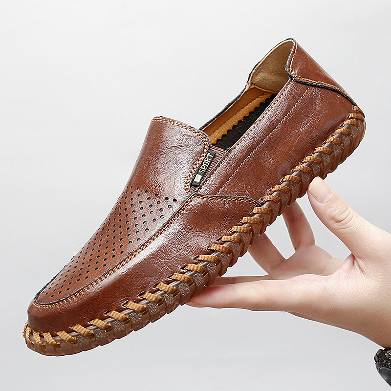 Plus Size Men's Shoes Breathable Authentic Leather Hollow Out foto 5