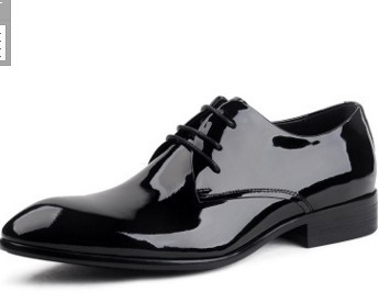 Leather Lace-up Glossy Wedding Shoes Leather Pointed-toe