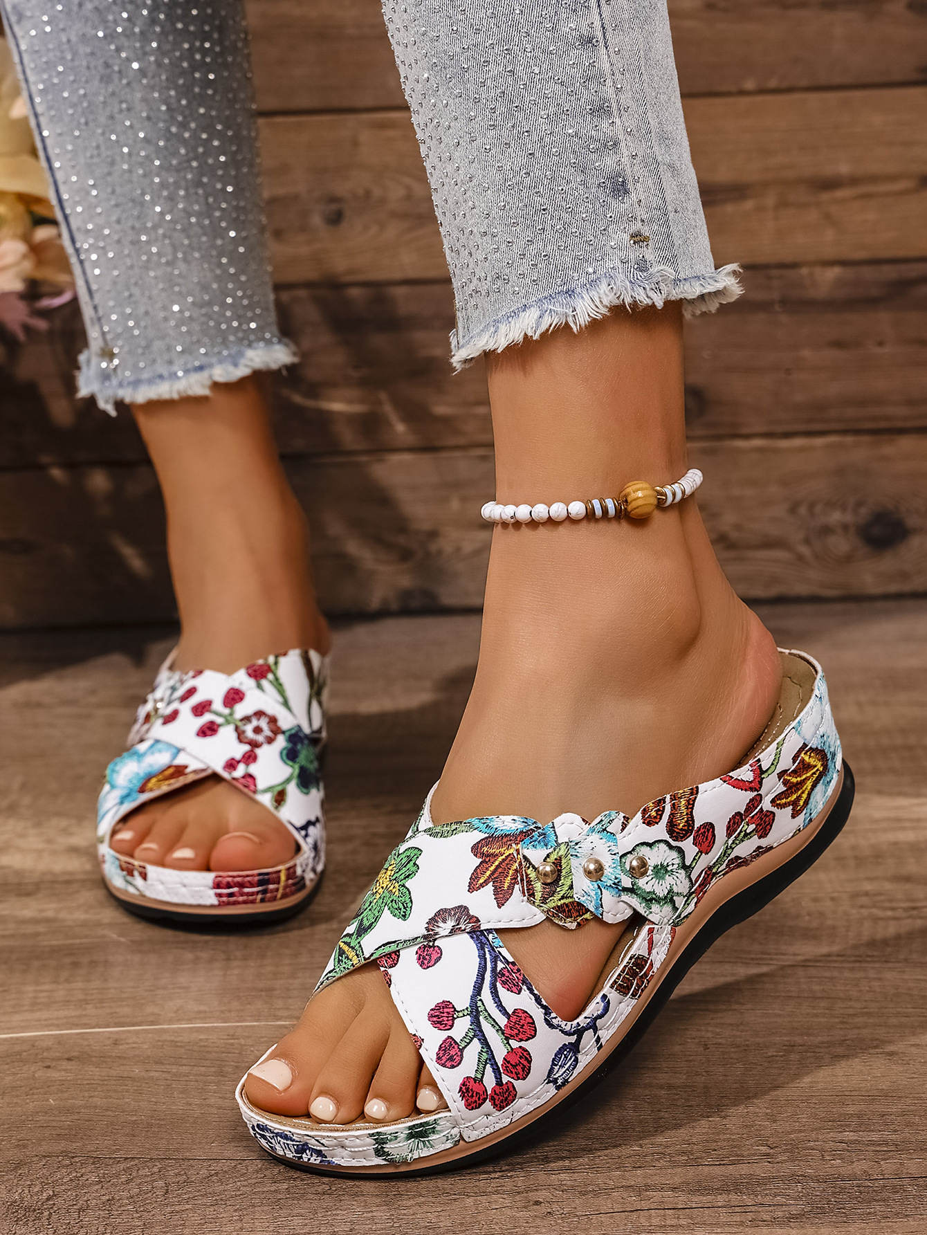 Womens Plus-Size Cross-Strap Soft-Soled Sandals foto 3