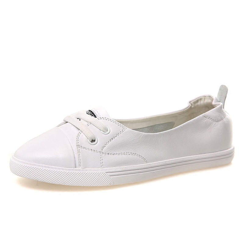 Leather White Shoes Women's Low-cut Flat Casual Shoes foto 4