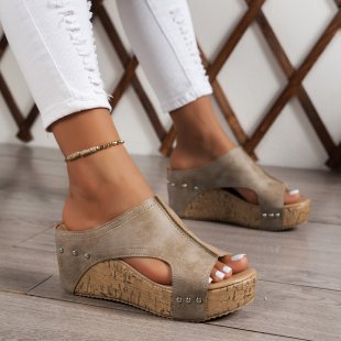Wedge Sandals Popular Summer New Round Head Thick Bottom Roman Sandals foto 3