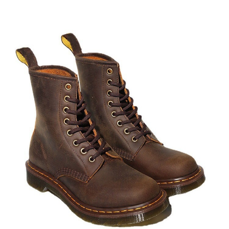 Cowhide British Retro Brown Flat Work Ankle Boots foto 5