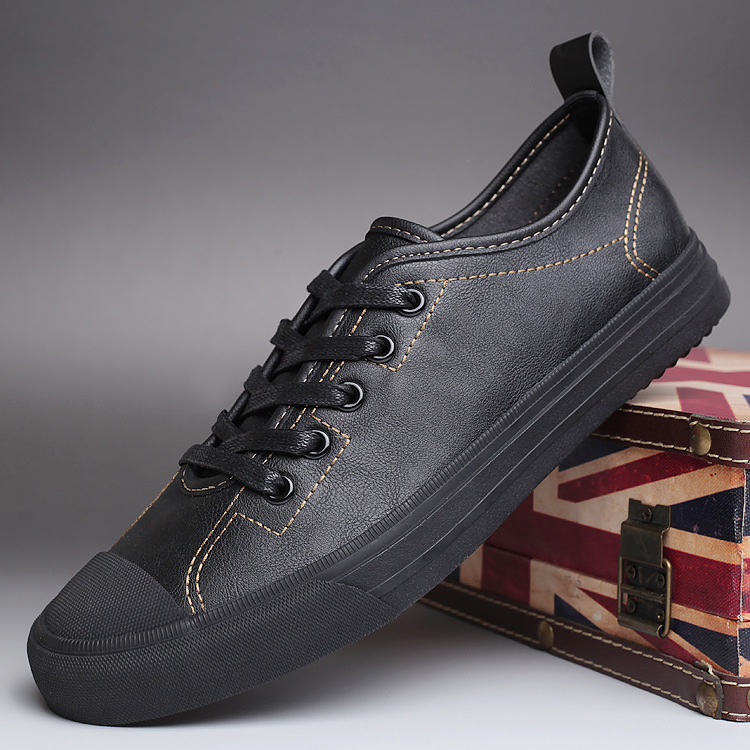 Men's Shoes Spring Tide Leather Surface Casual Shoes Flat foto 2