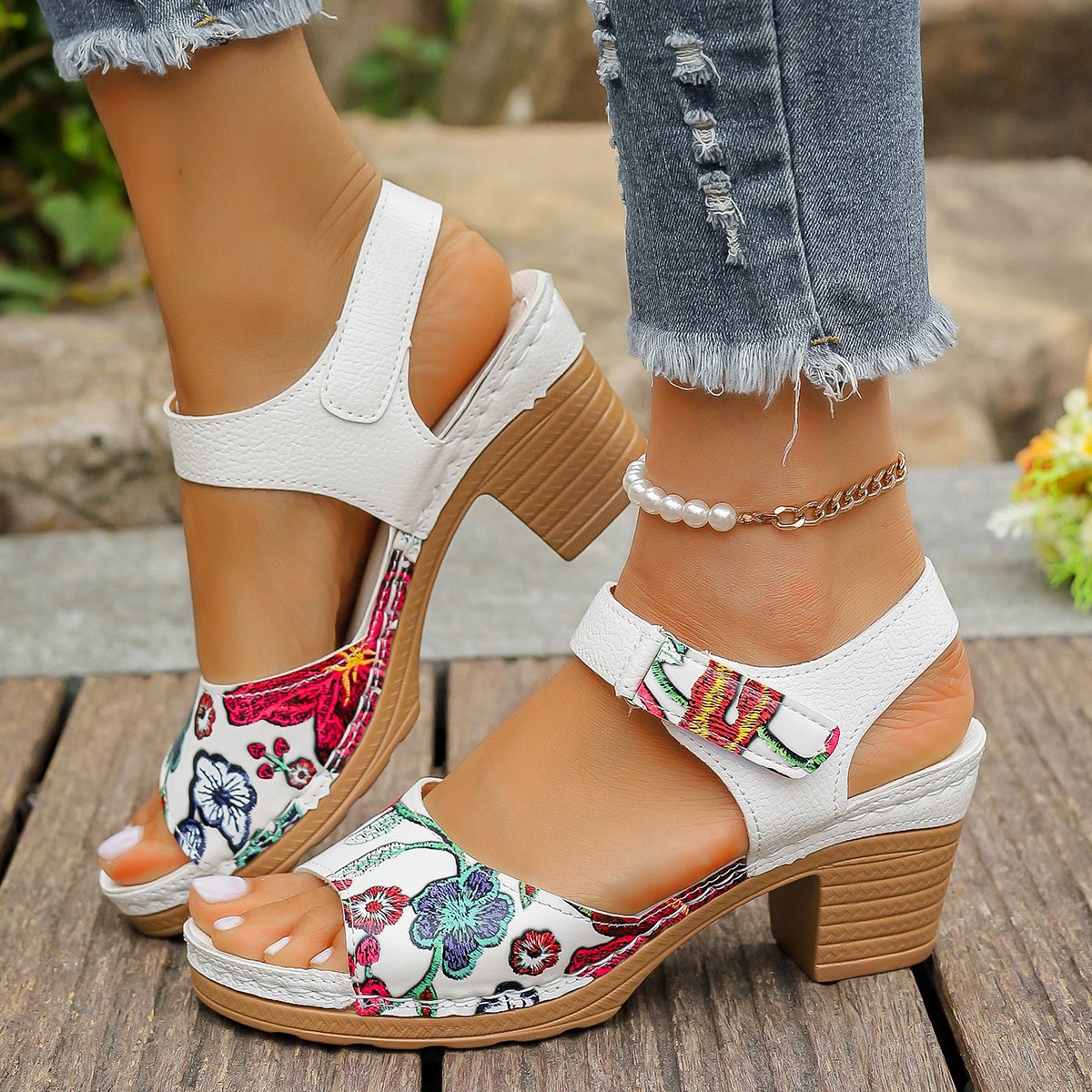 High Heel Sandals Velcro Buckle Casual Sandals For Women foto 5