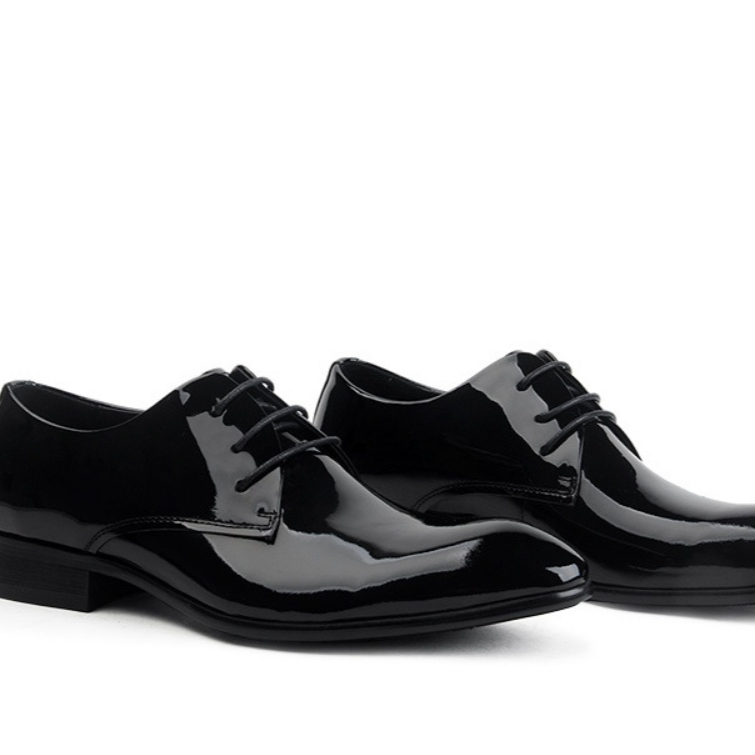 Leather Lace-up Glossy Wedding Shoes Leather Pointed-toe foto 4