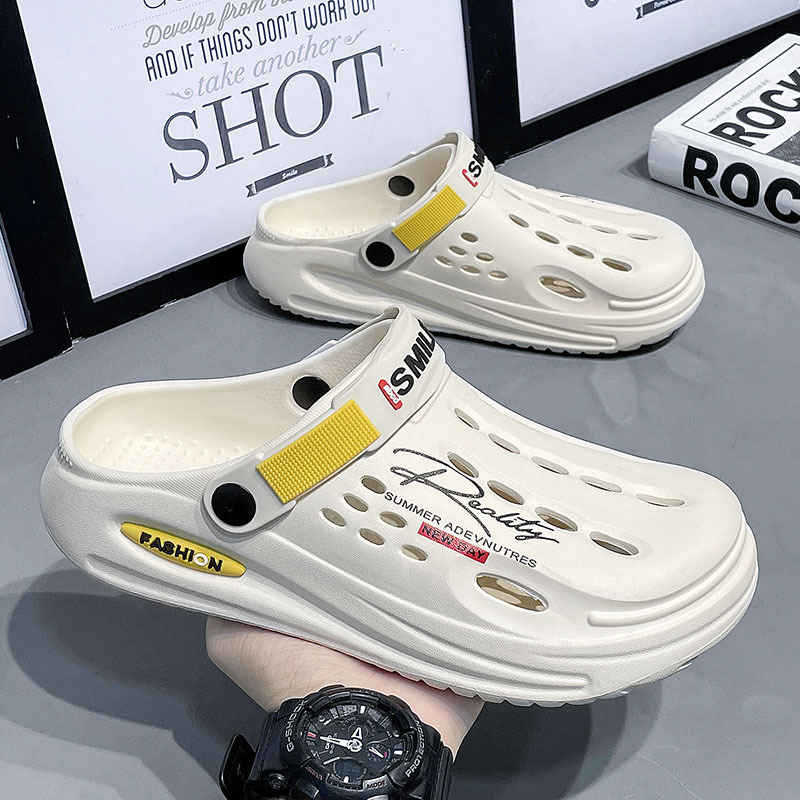 Summer Thick Bottom Shit Feeling Plus Size Closed-toe Slippers Men