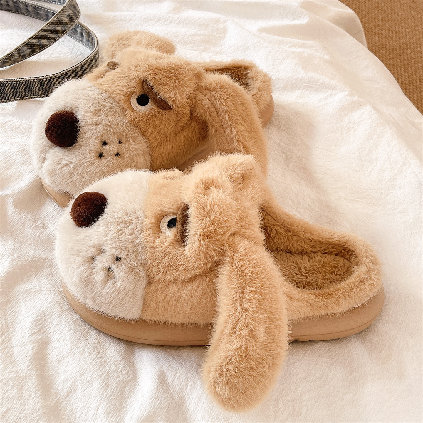 Home Indoor Non-slip Plush Warm And Cute Puppy Closed-toe Slippers foto 4