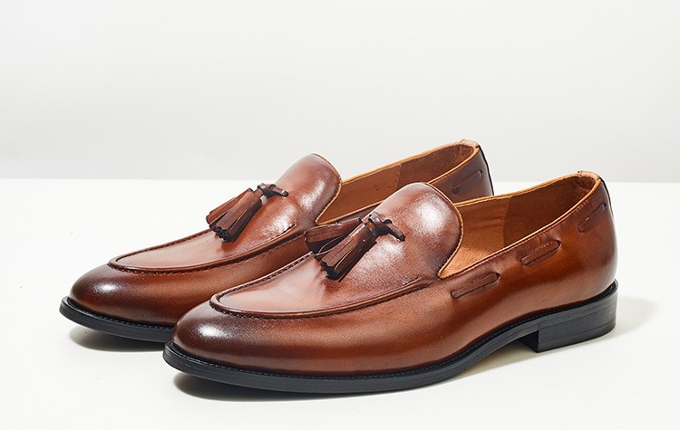Men's Business Casual Handmade Genuine Leather Shoes foto 2