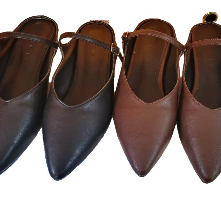 Women's Retro Pointed-Toe Versatile Simple Half Slippers foto 4