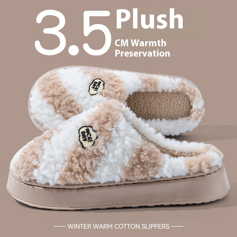 Women's Warm Non-slip Mute Velvet Cotton Slippers foto 5