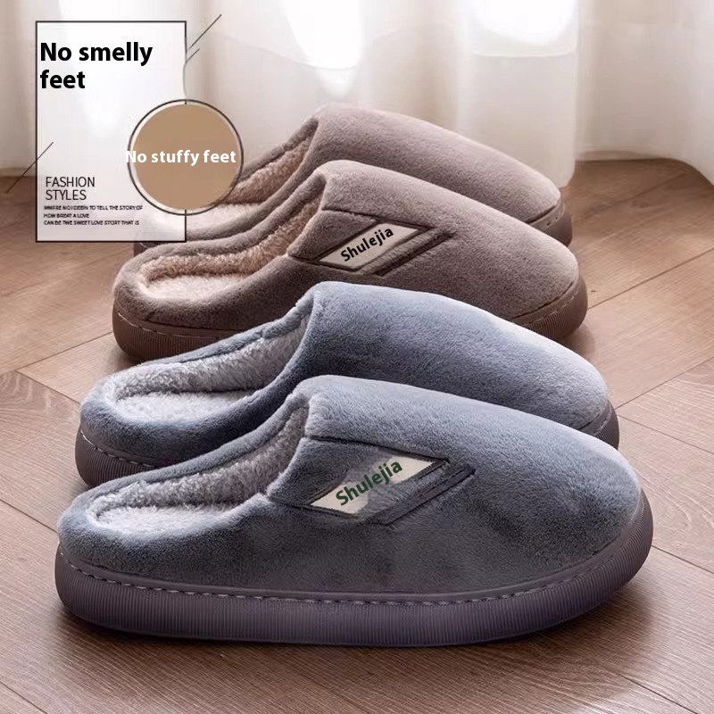 Men's Winter New Indoor Home Velvet Thermal Non-slip Platform Slippers foto 5