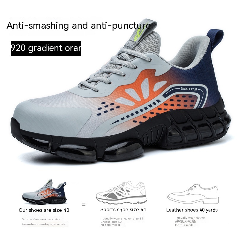 Wear-resistant Anti-smashing And Anti-penetration Thin Flyknit Breathable Shock-absorbing Work Safety Shoes foto 3