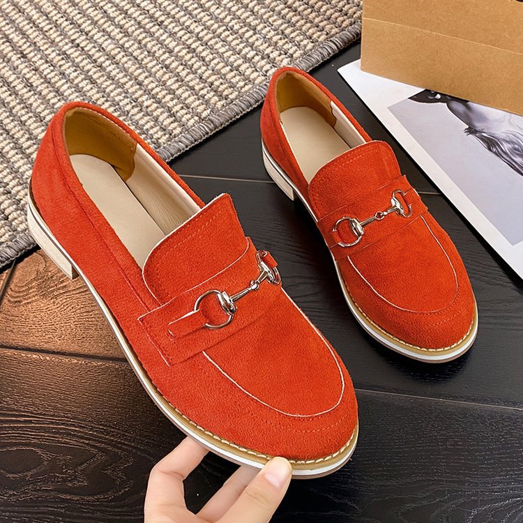 Womens Korean-style Round-toe Low-heeled Casual Slip-on Shoes foto 3