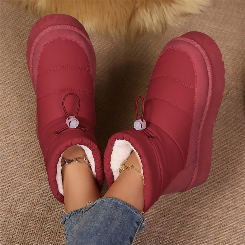 Womens Fleece-Lined Warm Elastic-Cuff Short Boots With Cotton Lining foto 5
