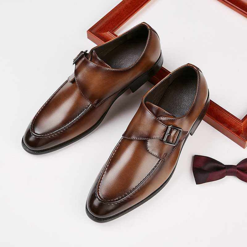 British Style Buckle Business Leather Shoes Men foto 4