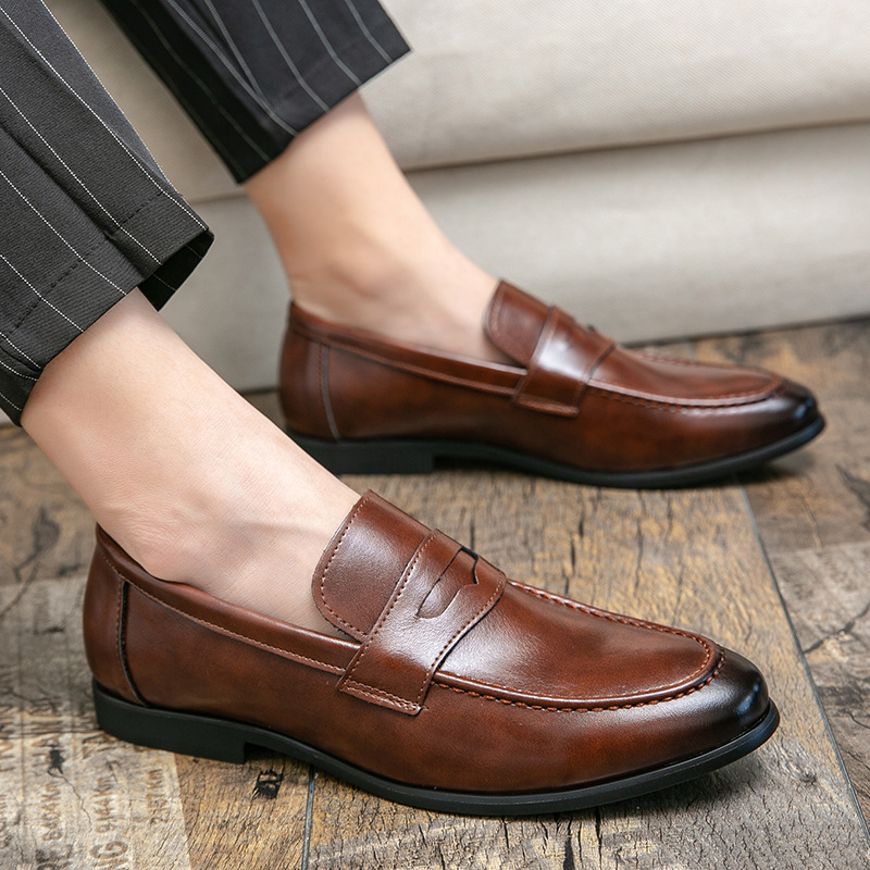 Pointed Toe Minimalist Leather Shoes In British Style foto 5