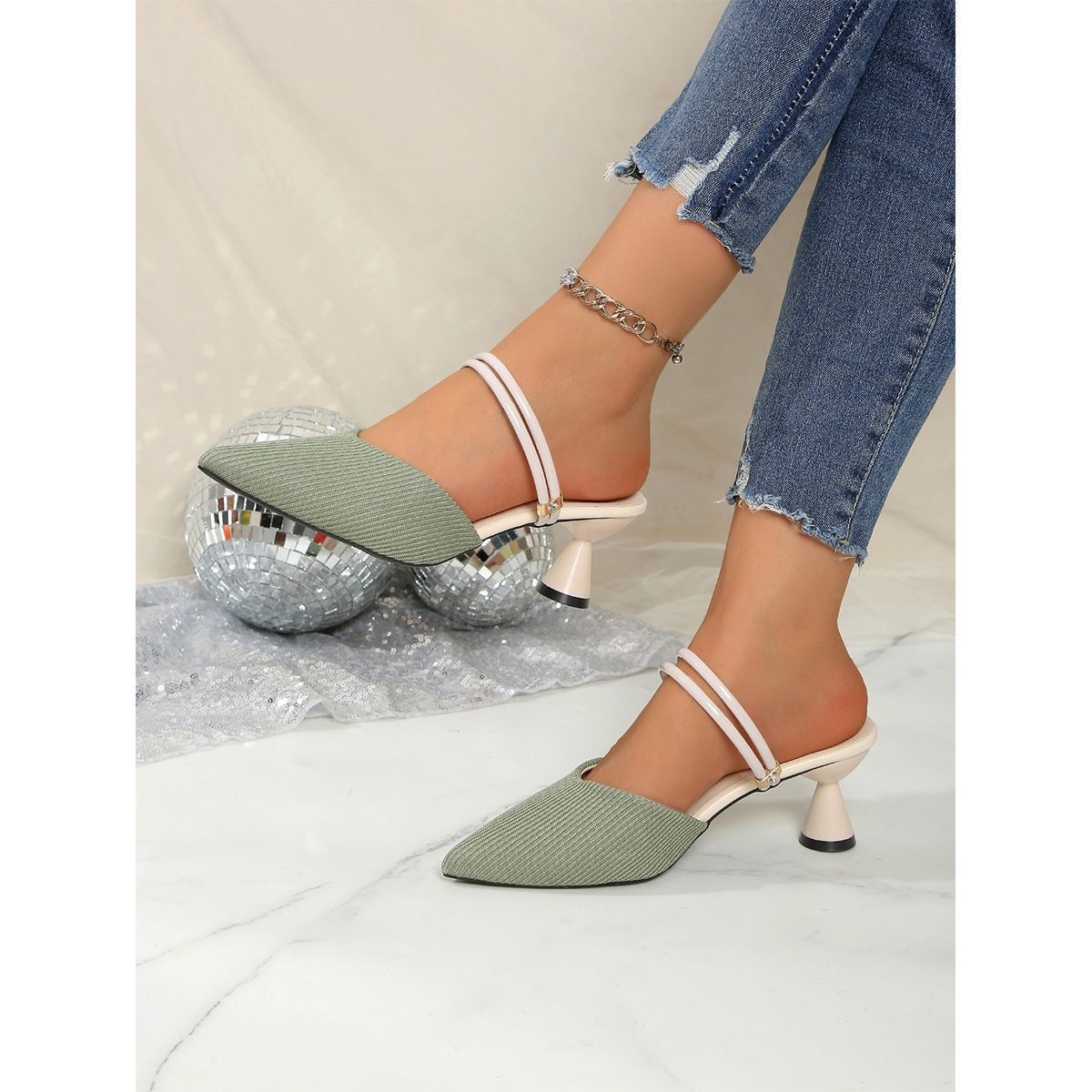 Women's Fashion Pointed-Toe High-Heel Half Sandals foto 3