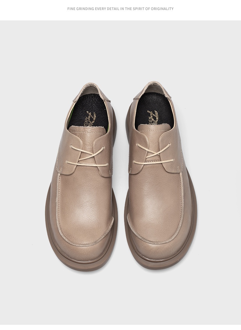 Lace-up Big Head Leather Shoes Soft Leather British Style Casual Leather Shoes foto 4