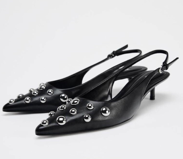 Women's Shoes Low-cut Pointed-toe Rivet-decorated Stilettos foto 3