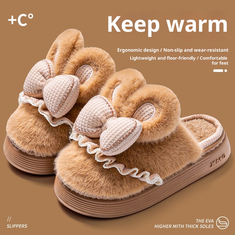 Indoor Warm Non-slip Cute Couples Cotton Shoes foto 5