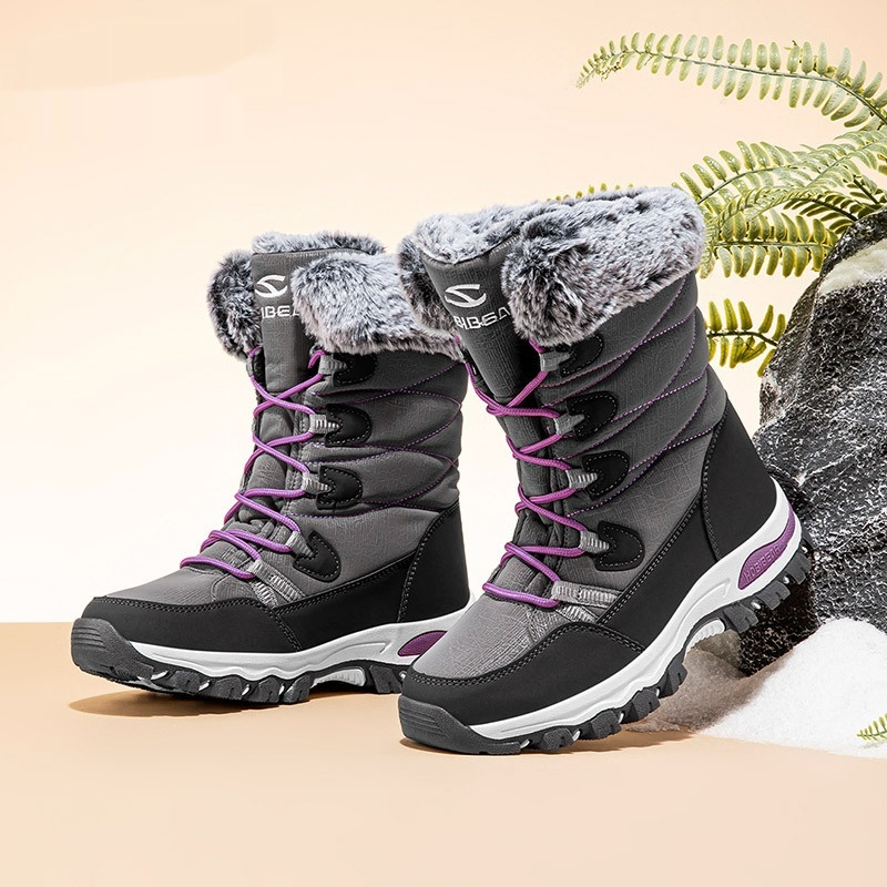 Warm Wide-toe Shoes Womens Mid-height Soft-soled Faux-fur Snow Boots For Winter foto 5