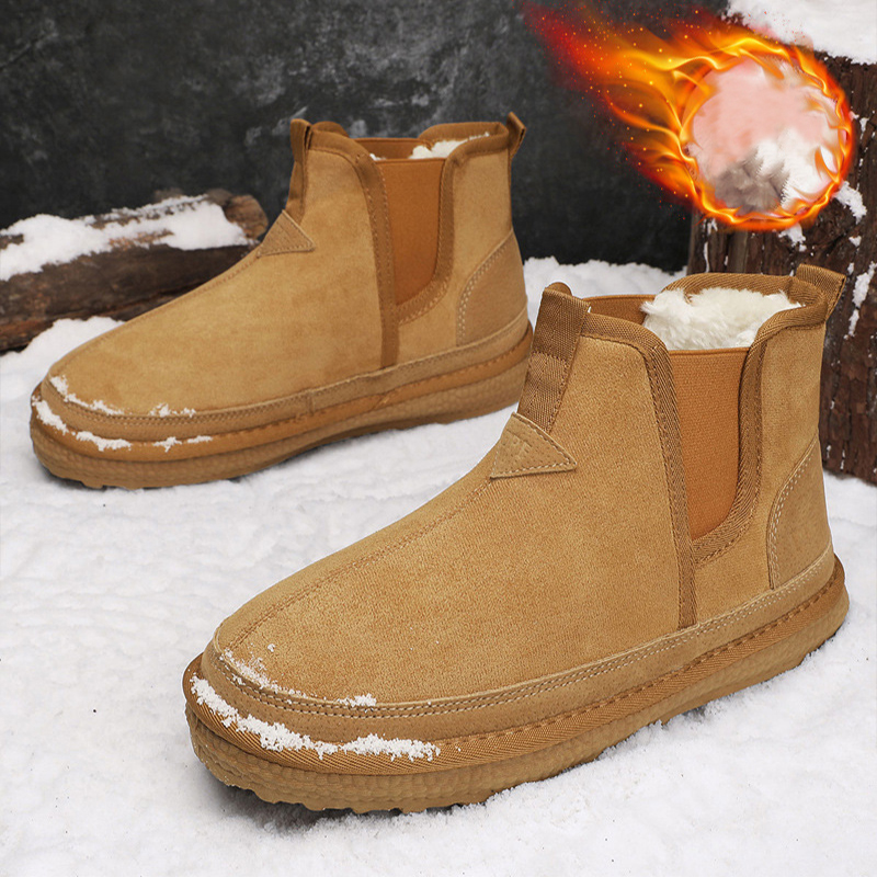 Winter Fleece Snow Boots Round-toed Flat Shoes Casual Warm Sports Shoes Men Ankle Boot foto 3