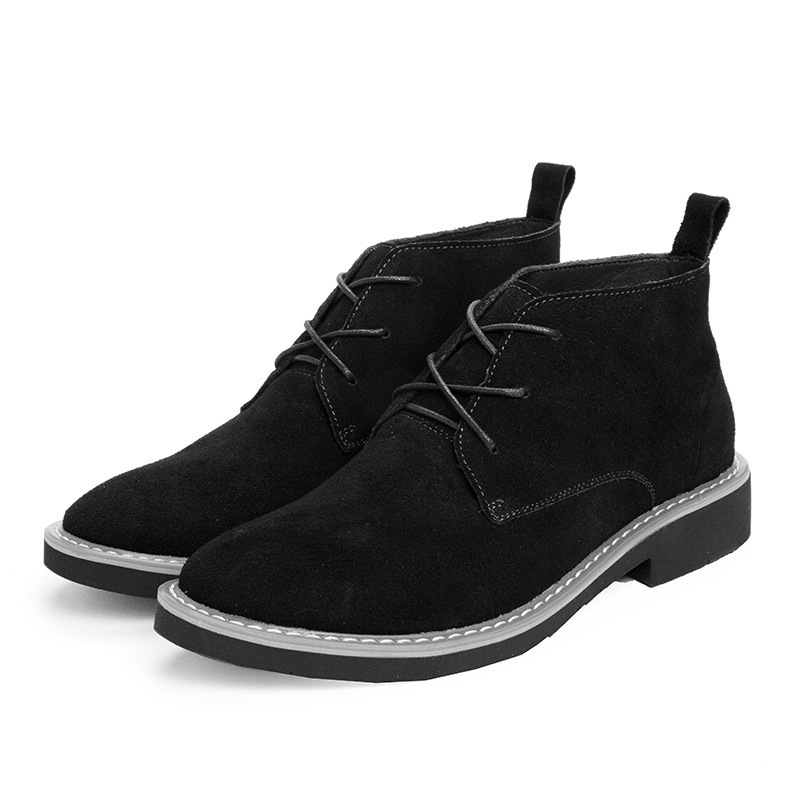 Inner Elevator Shoes Mid-top Men's Boots Cowhide Suede Martin foto 3
